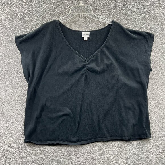 Ava Viv Womens Top 2X Large Black Short Sleeve Pullover Shirt Stretch - Picture 1 of 7